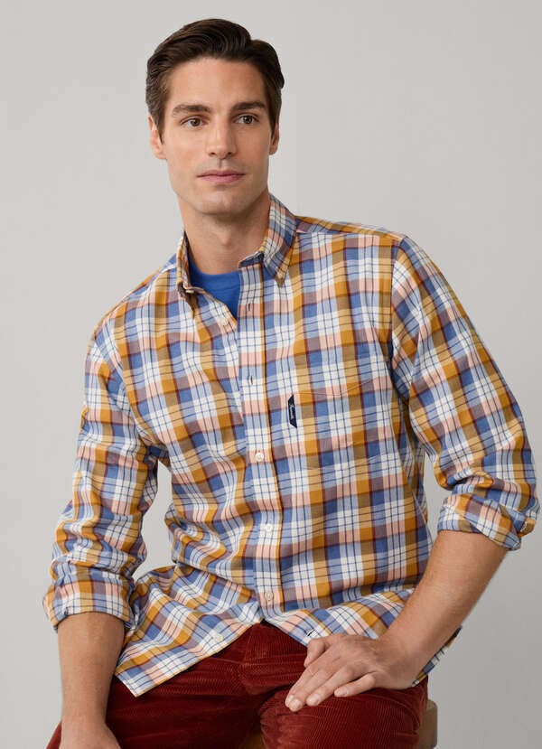 Regular Fit Wide Plaid Flannel Twill Shirt Regular Fit Wide Plaid Flannel Twill Shirt
