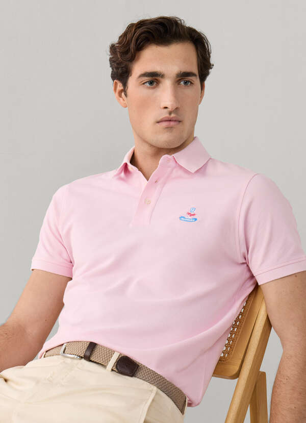 Regular Fit Short Sleeve Logo Pima Polo