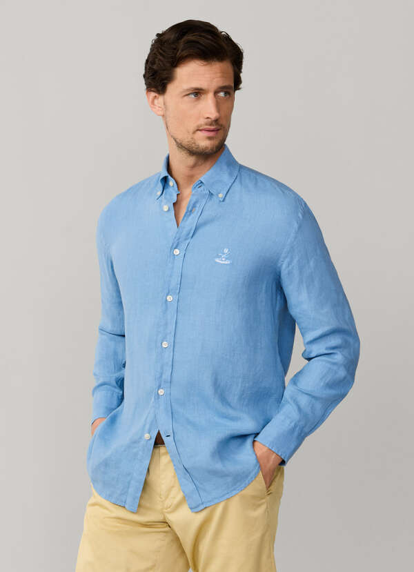 Regular Fit Garment Dyed Linen Shirt