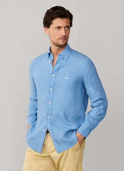 Regular Fit Garment Dyed Linen Shirt