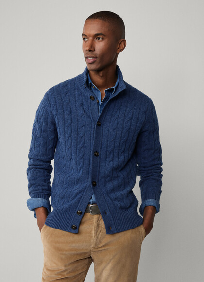 Wool-Cashmere Cable Knit Cardigan