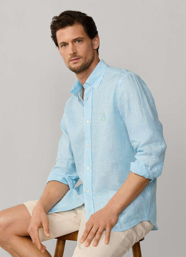Regular Fit Bengal Stripe Linen Shirt