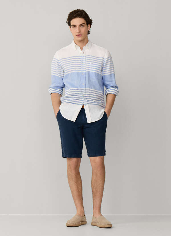 Linen Garment Dyed Bermuda Shorts