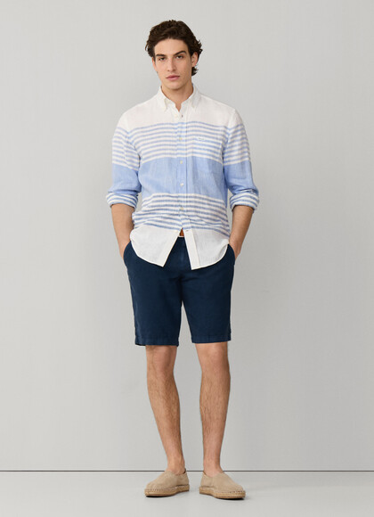 Linen Garment Dyed Bermuda Shorts