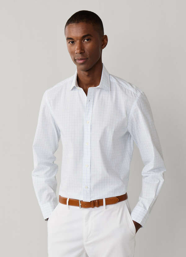 Regular Fit Mini Windowpane Poplin Shirt