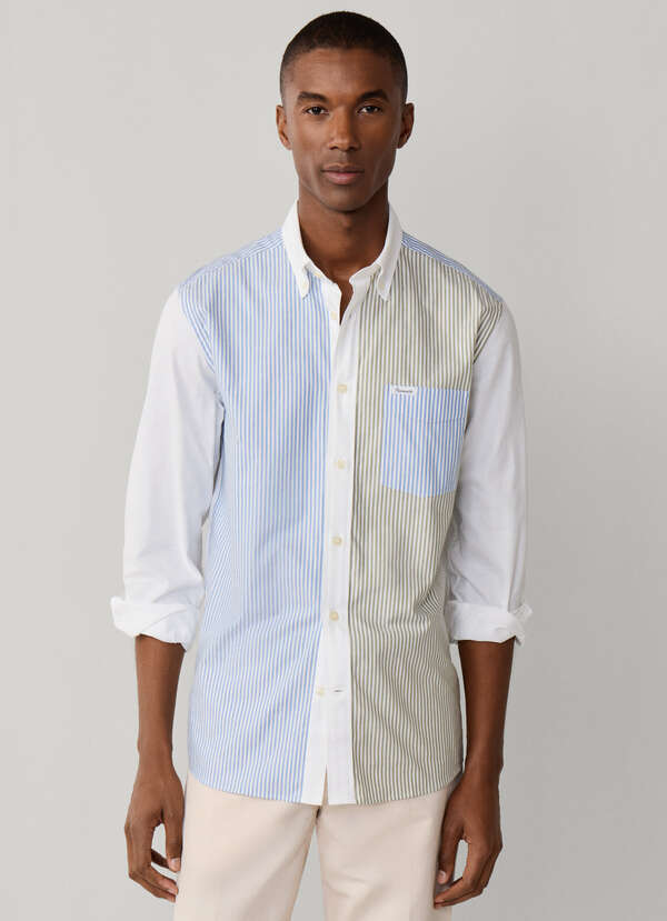 Regular Fit Solid Stripe Mix Pinpoint Shirt