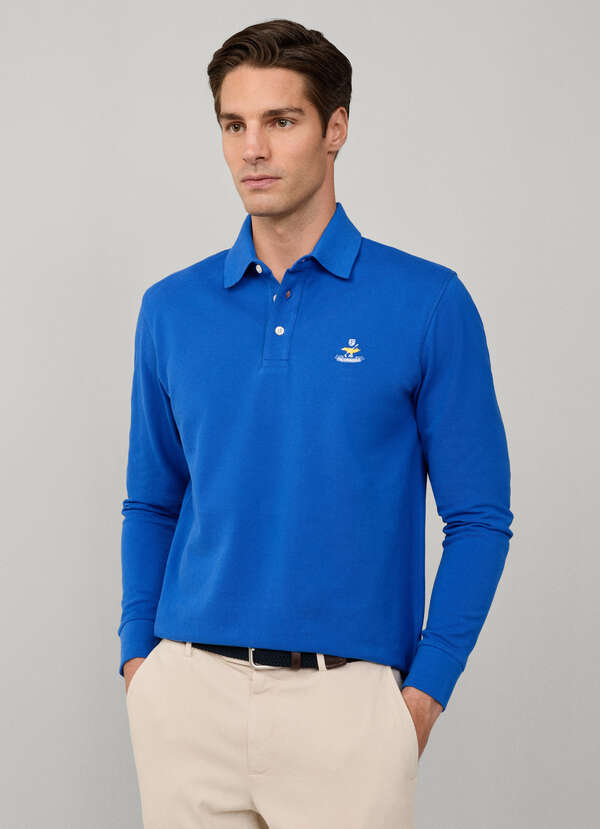 Regular Fit Long Sleeve Logo Pima Polo