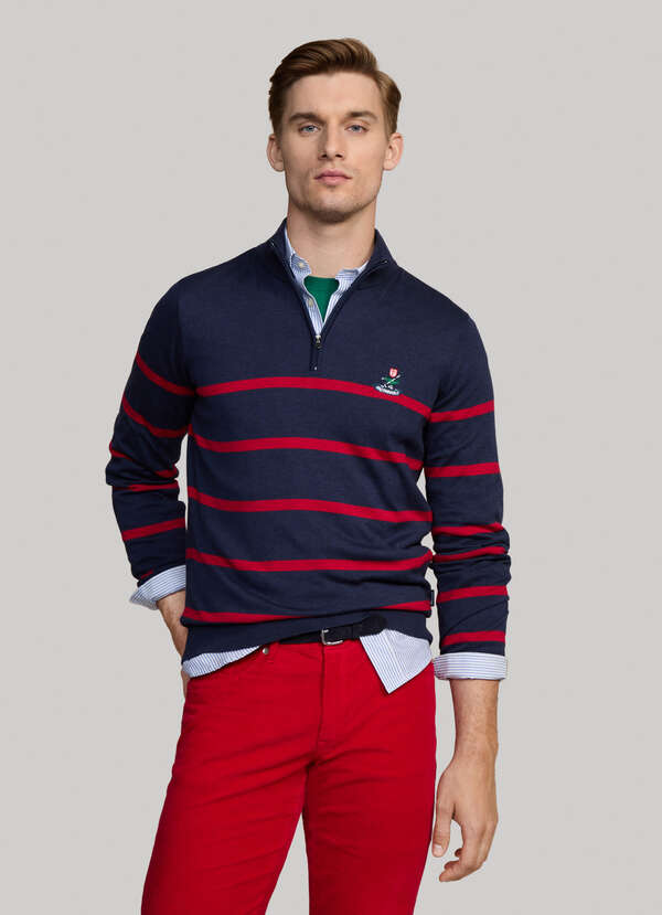 Cotton Silk Logo Quarter Zip Jumper