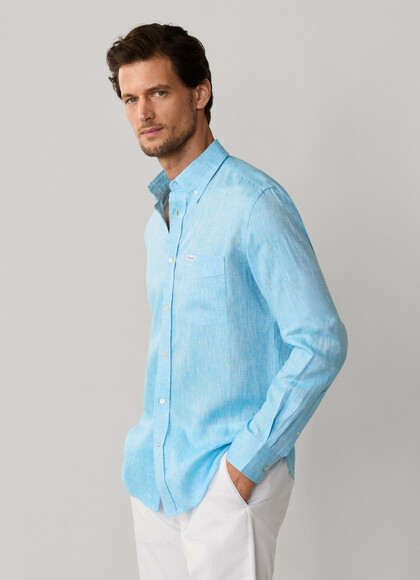 Regular Fit Solid Linen Shirt