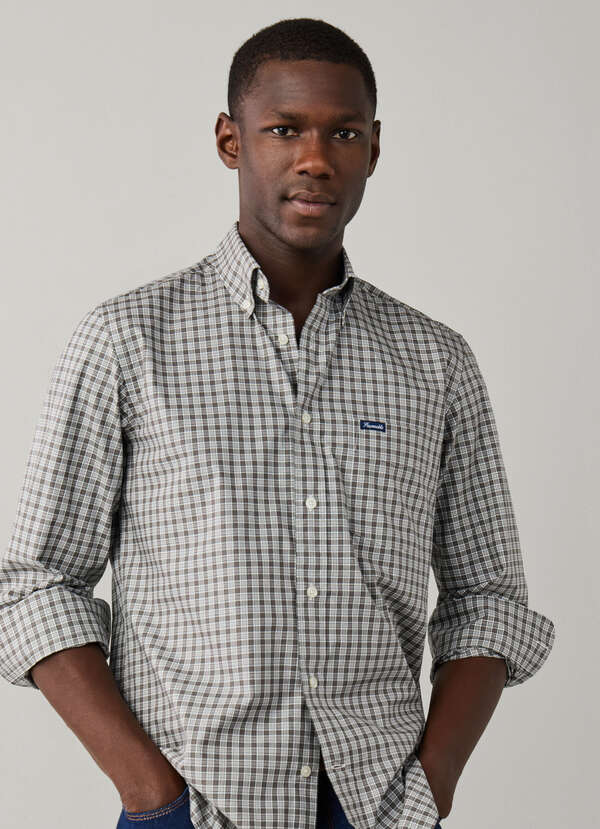 Regular Fit Mini Tartan Poplin Shirt