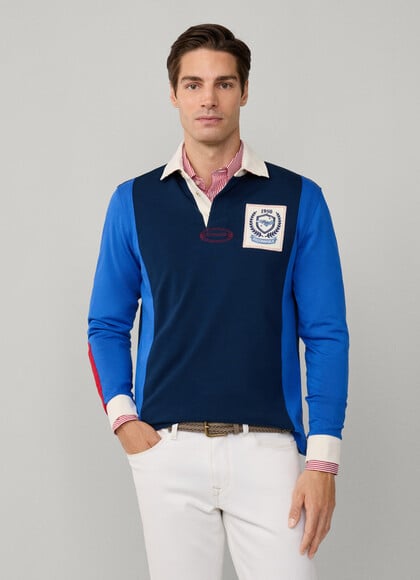 Regular Fit Long Sleeve Crest Rugby Polo
