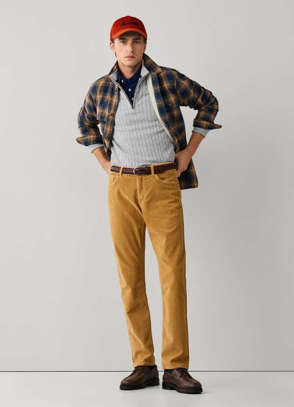 Regular Fit Garment Dyed Corduroy Trousers