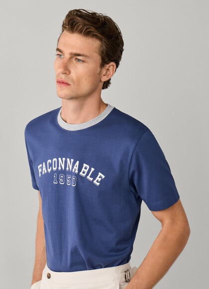 Regular Fit Print Branding College T-Shirt
