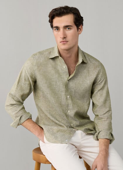 Regular Fit Yarn Dyed Linen Shirt