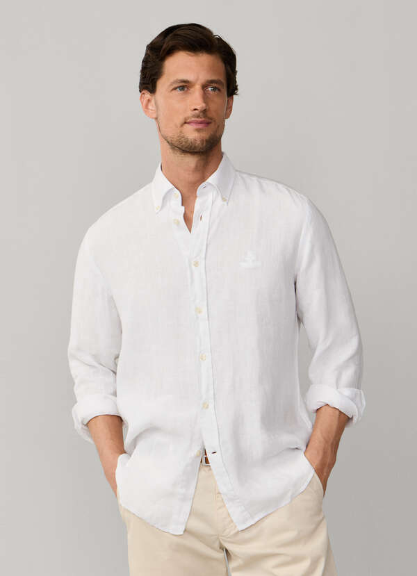 Regular Fit Garment Dyed Linen Shirt