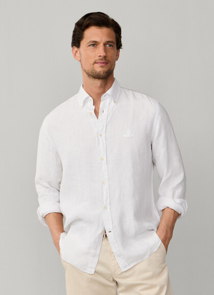 Regular Fit Garment Dyed Linen Shirt