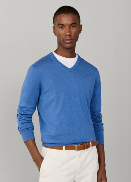 Cotton Silk V Neck Jumper