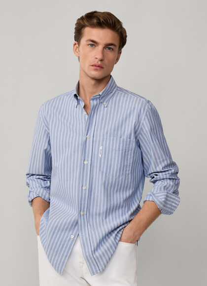 Regular Fit Stripe Melange Pinpoint Shirt