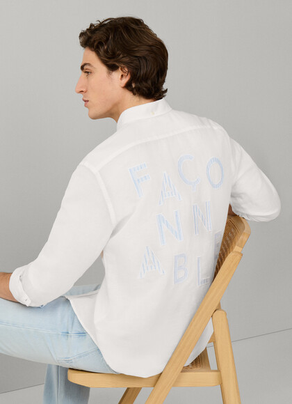 Regular Fit Branded Patches Linen Shirt
