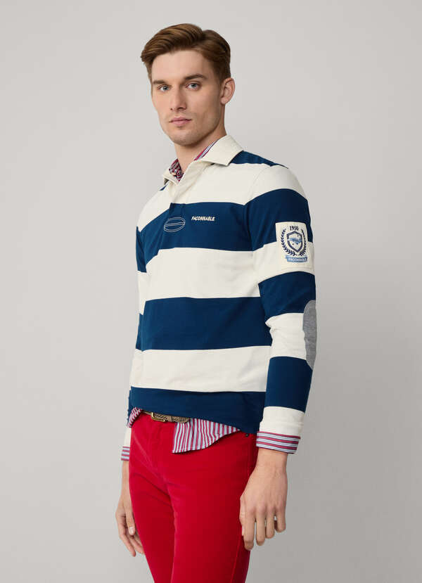Regular Fit Long Sleeve Striped Rugby Polo
