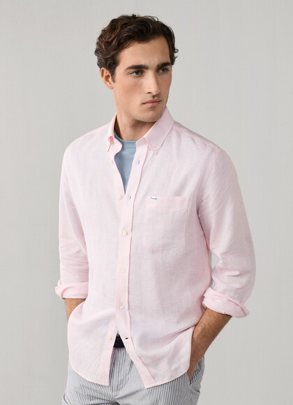Regular Fit Solid Linen Shirt
