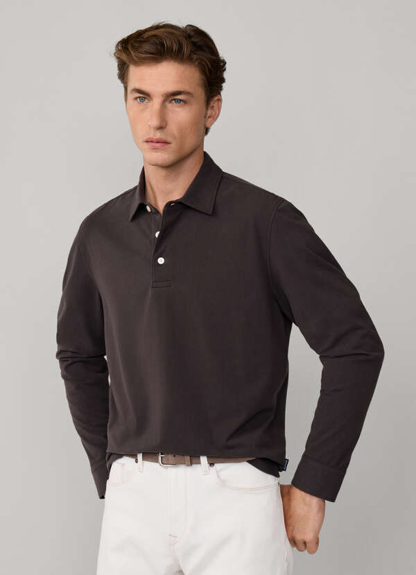 Regular Fit Long Sleeve Stretch Jersey Polo
