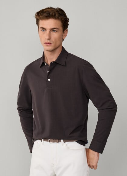 Regular Fit Long Sleeve Stretch Jersey Polo