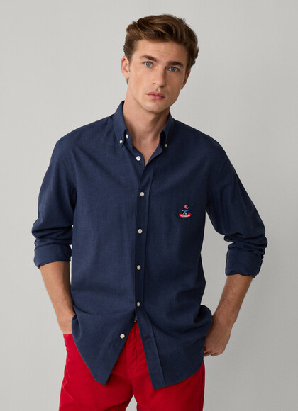 Regular Fit Melange Flannel Twill Shirt