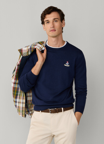 Cotton Silk Logo Crew Neck Jumper