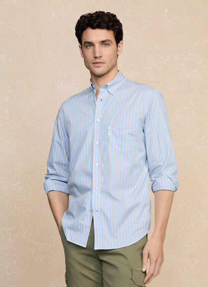 Regular Fit Regimental Stripe Poplin Shirt