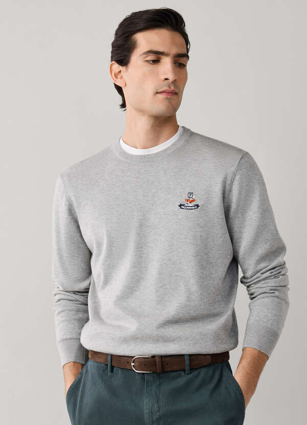 Cotton Silk Logo Crew-Neck Sweater