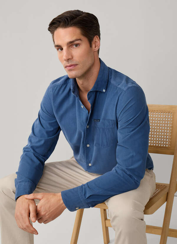 Regular Fit Garment Dyed Corduroy Shirt