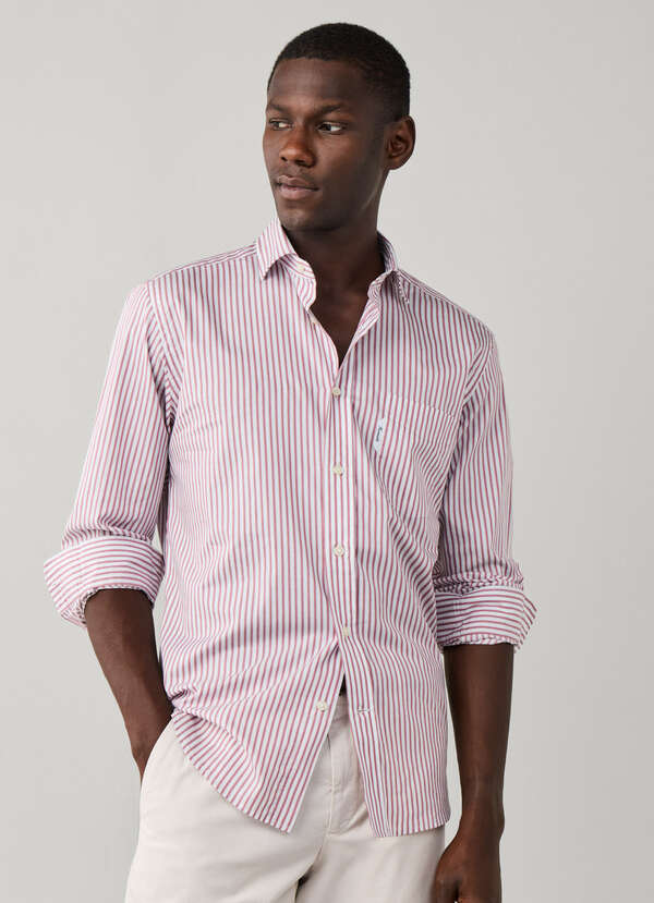 Regular Fit Hairline Stripe Twill Shirt Regular Fit Hairline Stripe Twill Shirt