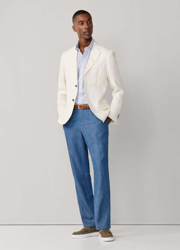 Tailored Fit Cotton Chambray Trousers