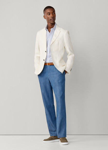 Tailored Fit Cotton Chambray Trousers