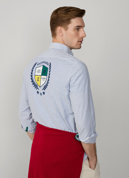 Regular Fit Back Crest Striped Oxford Shirt