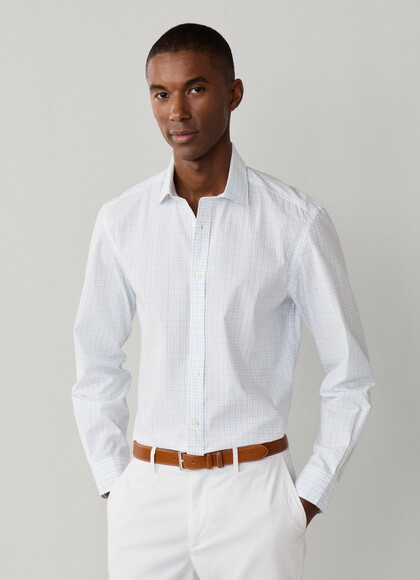 Regular Fit Mini Windowpane Poplin Shirt