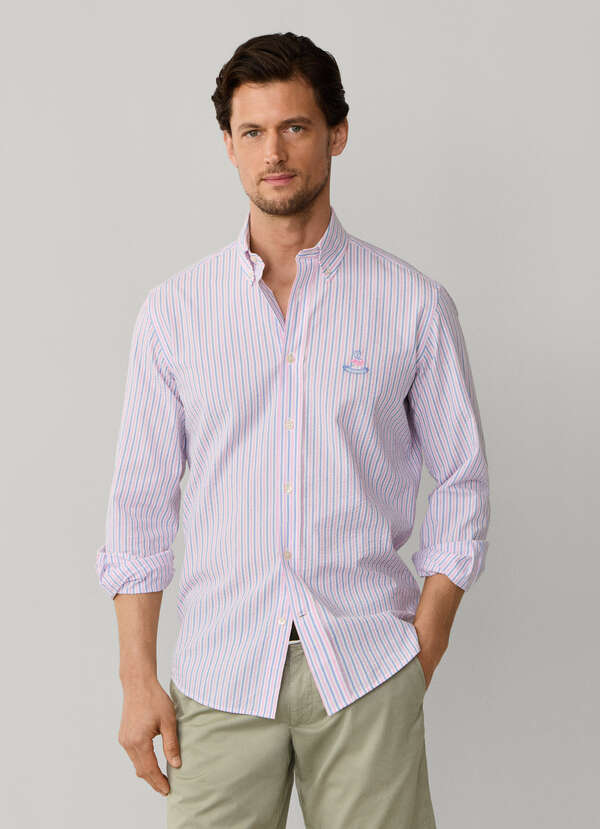 Regular Fit Bengal Stripe Seersucker Shirt