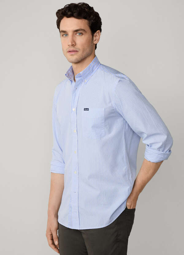 Regular Fit Striped Poplin Twill Shirt