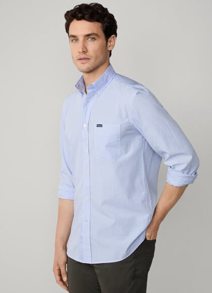 Regular Fit Striped Poplin Twill Shirt