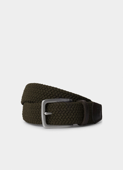 Stretch Braided Leather Detail Belt