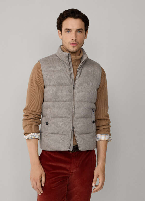 Padded Houndstooth Hybrid Gilet