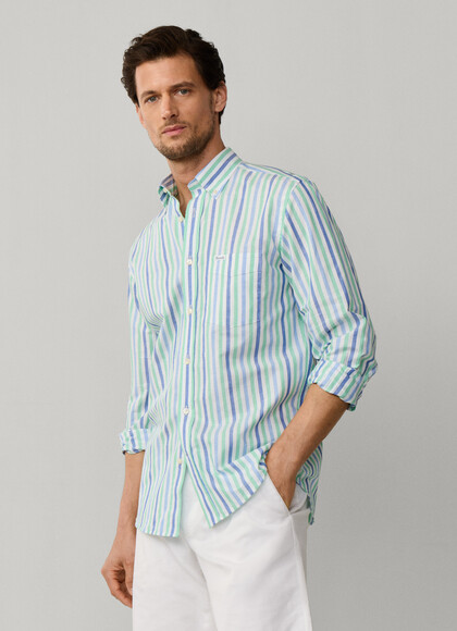 Regular Fit Candy Stripe Linen Blend Shirt