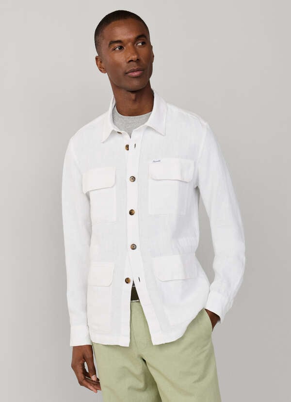 Garment Dyed Linen Drawstring Overshirt Garment Dyed Linen Drawstring Overshirt