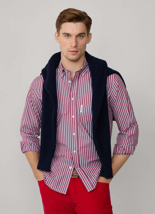 Regular Fit Regimental Stripe Poplin Shirt Regular Fit Regimental Stripe Poplin Shirt