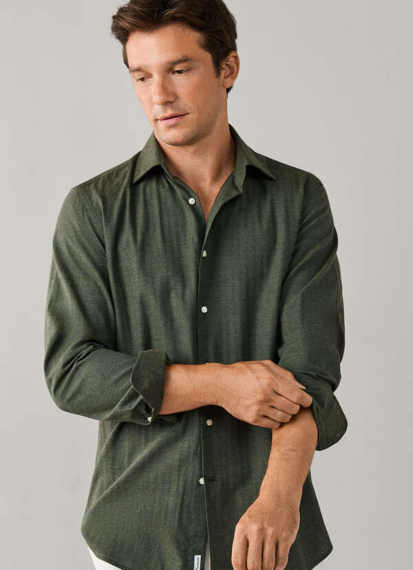 Regular Fit Herringbone Flannel Shirt Regular Fit Herringbone Flannel Shirt
