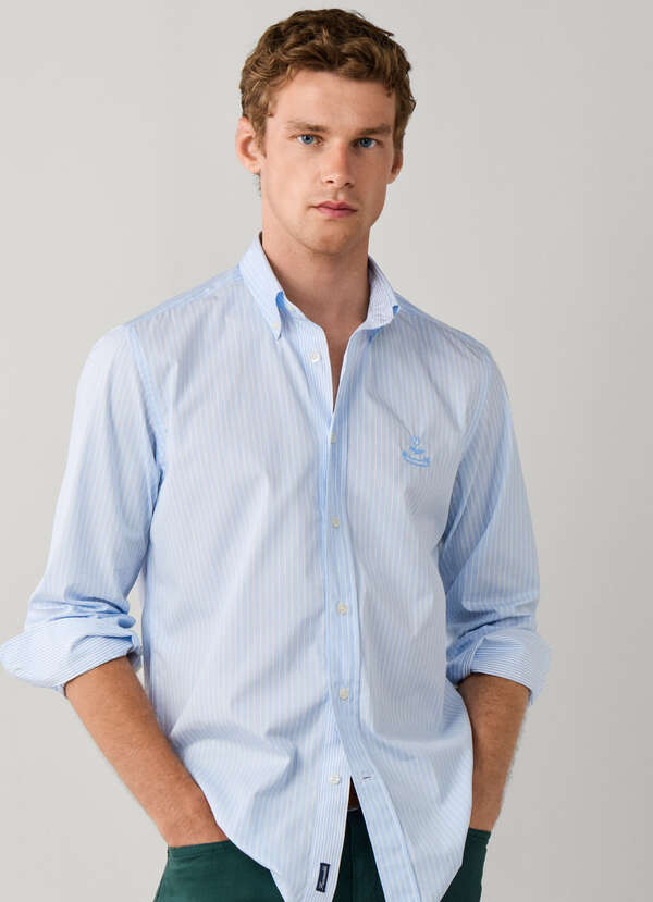 Regular Fit Logo Pinstripe Shirt