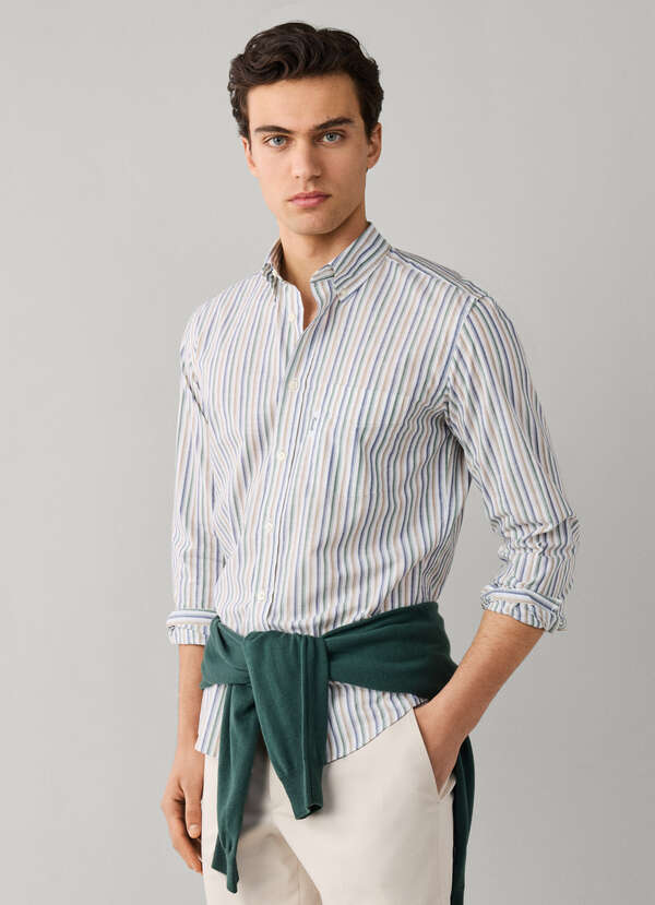 Regular Fit Regimental Stripe Texture Shirt