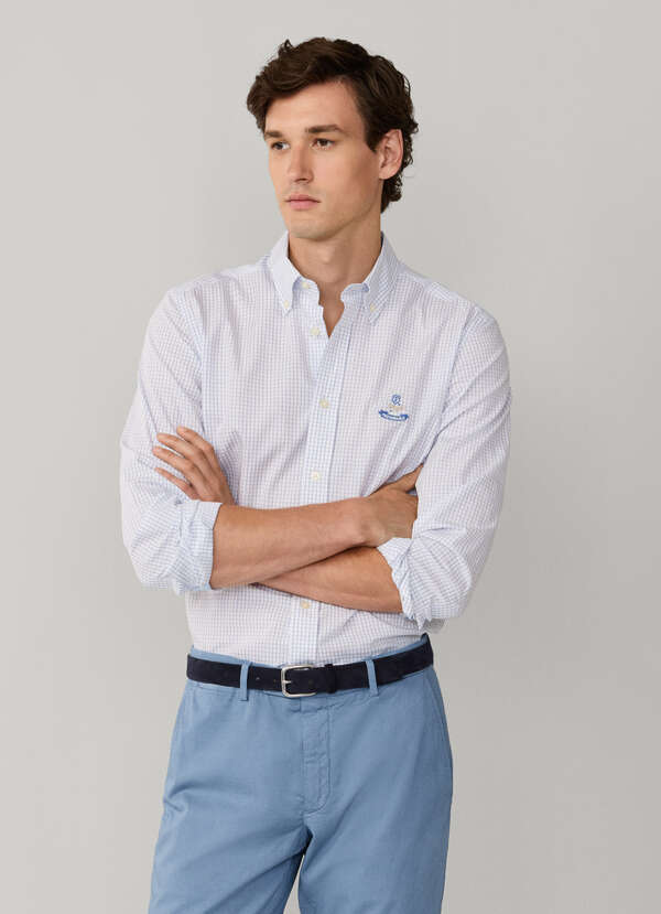 Regular Fit Mini Windowpane Poplin Shirt