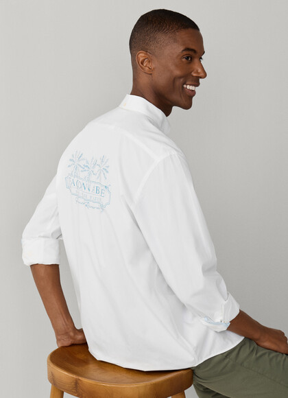 Regular Fit Palms Print Voile Shirt